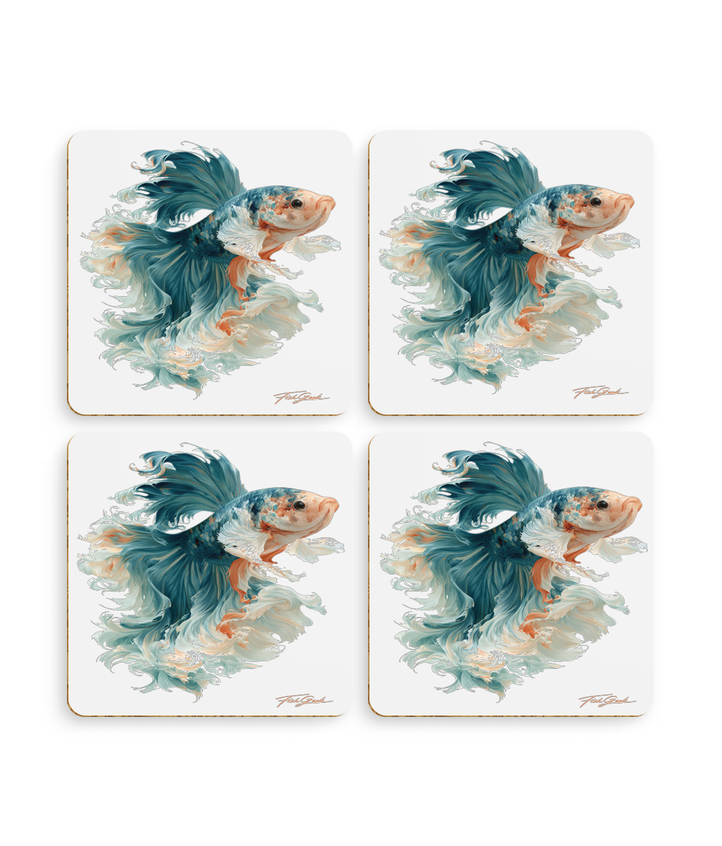 Pack of 4 Coasters Beautiful betta fish coasters